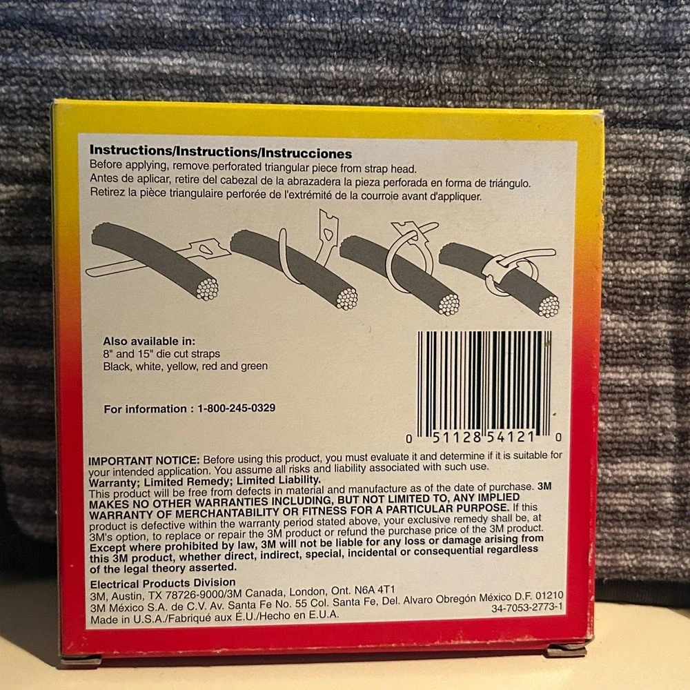2 Pack 3M Scotch 100 Cable & Wire Tie Wrap 50 Straps (6 inch) Blue Red‎